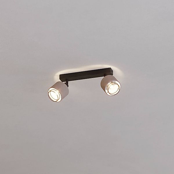 Deckenstrahler Rosley, Länge 31 cm, schwarz/natur, 2-flg. günstig online kaufen