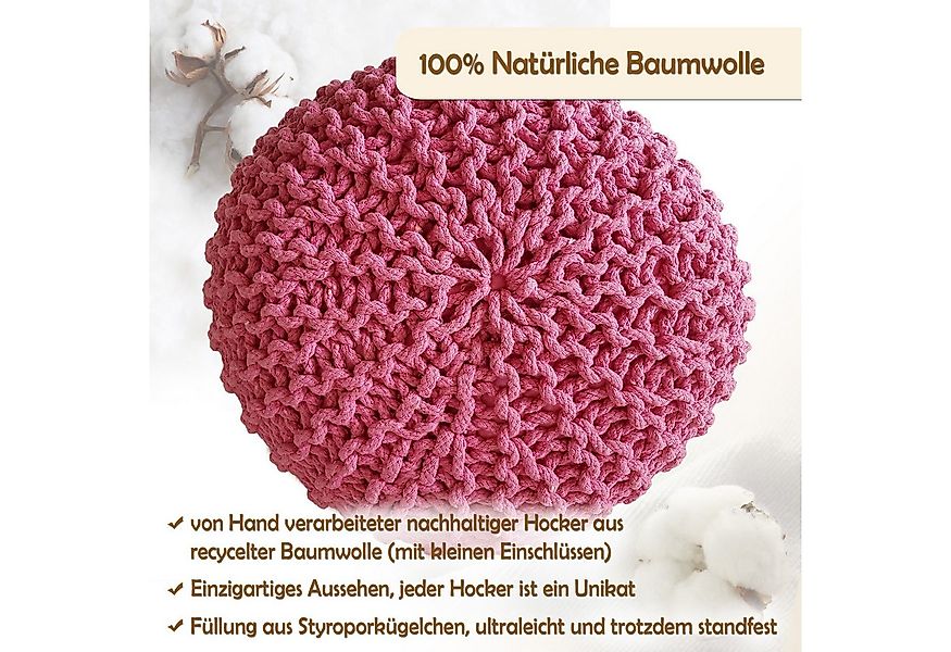 Amagohome Sitzhocker Strickhocker Pouf Ø45 o. 55cm Bodenkissen Sitzpouf XXL günstig online kaufen