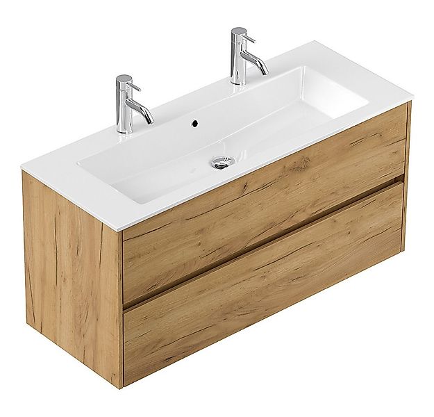 Lomadox Doppelwaschtisch LIVIGNO-02, 120cm breit, Mineralgusswaschbecken, E günstig online kaufen