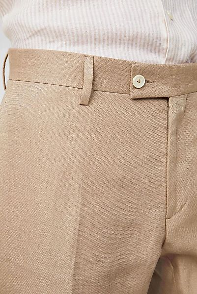 Slim-Fit-Hose aus Strukturiertem Leinen Beige günstig online kaufen