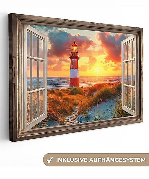 OneMillionCanvasses® Leinwandbild Aussicht - Fenster - Leuchtturm - Sonnenu günstig online kaufen