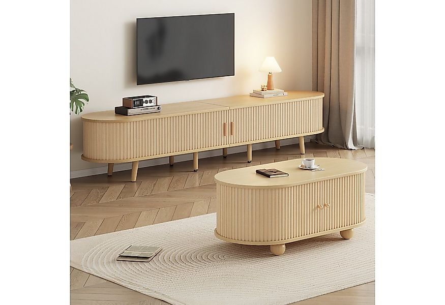 MODFU Wohnzimmer-Set TV-Schrank & Couchtisch Set, (ovale Kombination in Ori günstig online kaufen