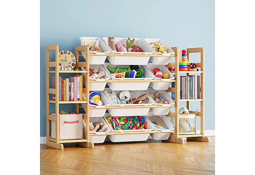 SpaceAid Kinderregal mit 6 Regalen und 12 Behältern, Spielzeug Regal, Büche günstig online kaufen