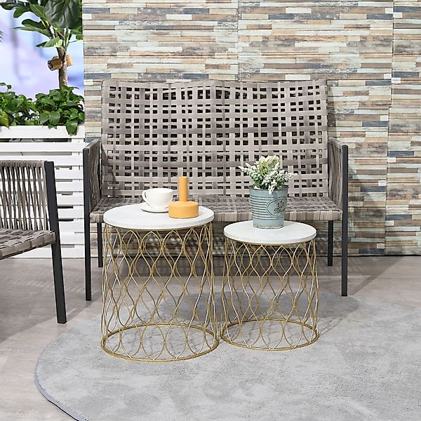 Outsunny Gartentisch Retro Drahtkorb Metallkorb Garten Satztisch Gartenmöbe günstig online kaufen