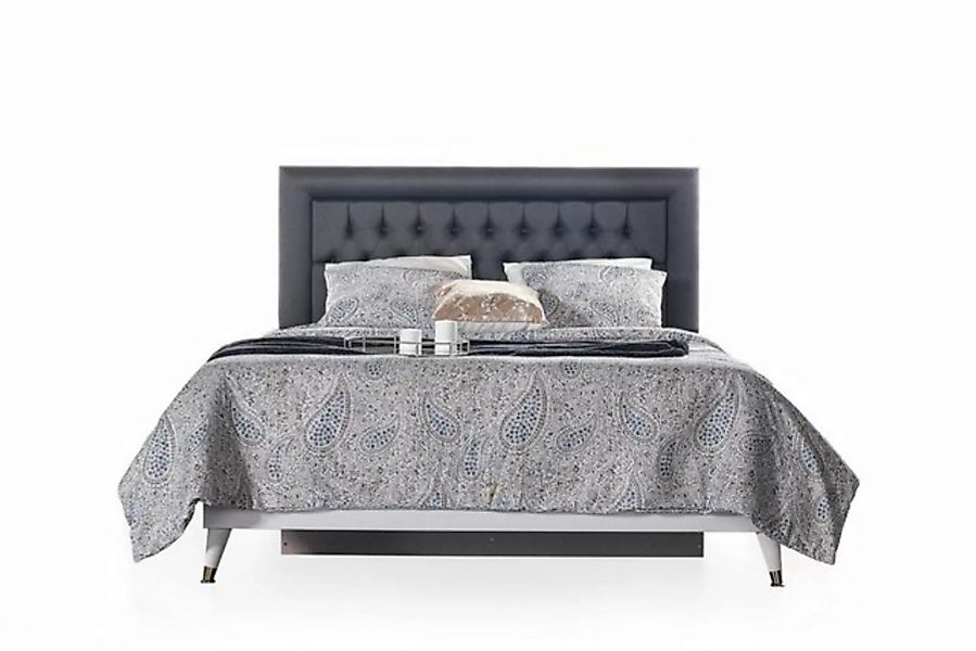 JVmoebel Bett Chesterfield Doppelbett Bett mit Bettkasten Bettrahmen Grau P günstig online kaufen