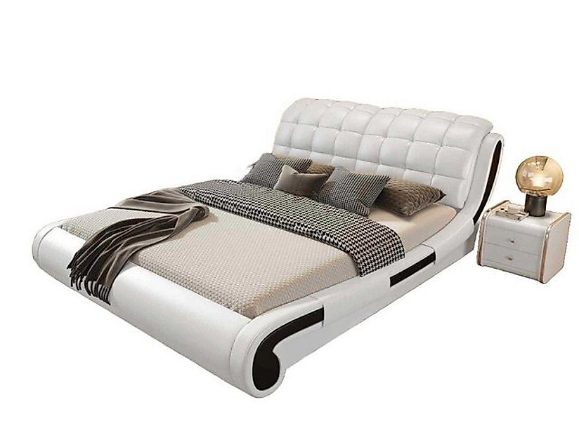 JVmoebel Bett Doppelbett Ehebett Polsterbett Designbett Leder Betten Einric günstig online kaufen