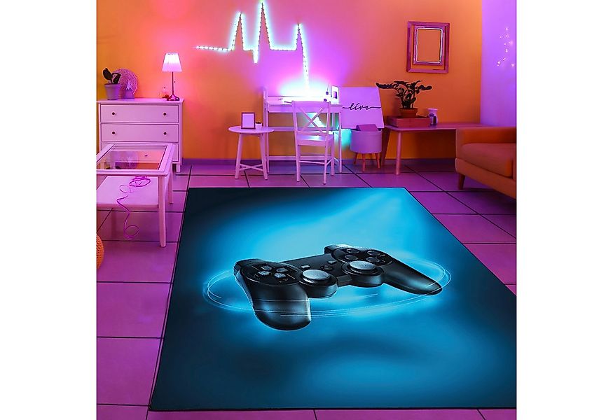 TeppichHome24 Kinderteppich Gaming Teppich mit Joystick, rechteckig günstig online kaufen