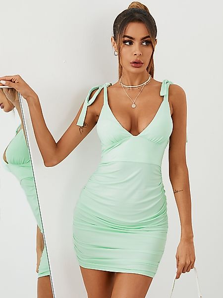 YOINS Verstellbare Schultergurte Rüschen Mini Kleid günstig online kaufen
