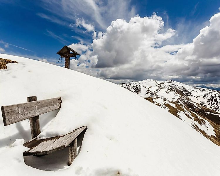 Fototapete "Berggipfel im Winter" 4,00x2,50 m / Strukturvlies Klassik günstig online kaufen