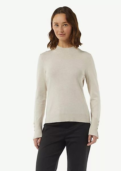 Comma Langarmshirt Feiner Strickpullover mit Zierknöpfen am Ärmel Zierknopf günstig online kaufen