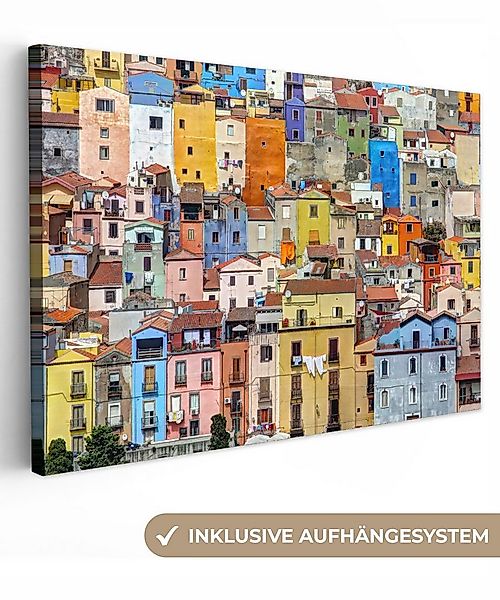 OneMillionCanvasses® Leinwandbild Die bunten Häuser Sardiniens, Fotodruck ( günstig online kaufen