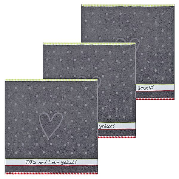 Kracht Geschirrtuch 100% Liebe, (Set, 3-tlg., günstig online kaufen