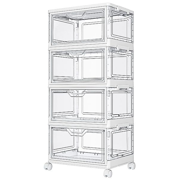 POPOLIC Aufbewahrungsbox 4er-Pack transparente stapelbare Aufbewahrungsboxe günstig online kaufen