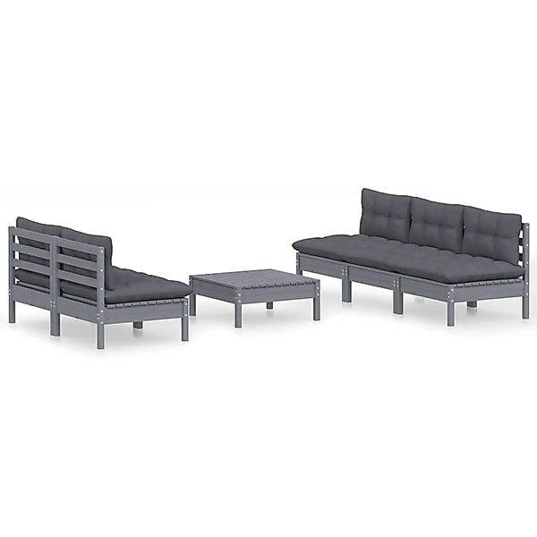 vidaXL 6-tlg Garten-Lounge-Set mit Anthrazit Kissen Kiefernholz Modell 2 günstig online kaufen