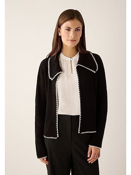 MORE&MORE Strickjacke softe, Ripp-Strickjacke, Kontrasteinfassung günstig online kaufen