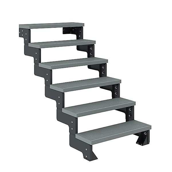 Dolle Außentreppe Gardentop Anthrazit 6 Stufen 80 cm Grau Ohne Geländer günstig online kaufen