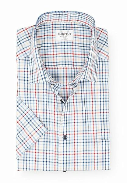 MARVELIS Kurzarmhemd Kurzarmhemd - Modern Fit - Kariert - Rot günstig online kaufen