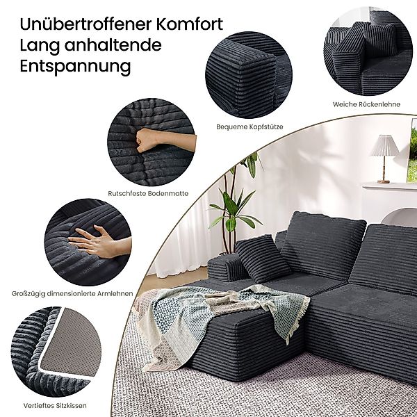 Patbrela Ecksofa Couch L-Form,Sofa Links Cordstoff günstig online kaufen