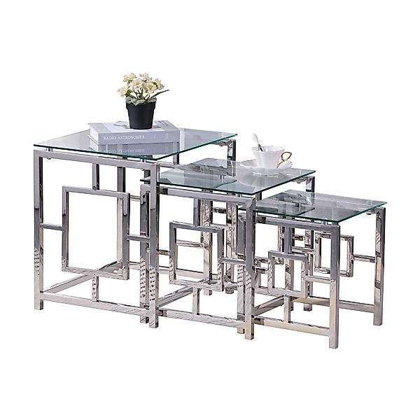 JYMTOM Couchtisch 3er Set aus Edelstahlgestell günstig online kaufen