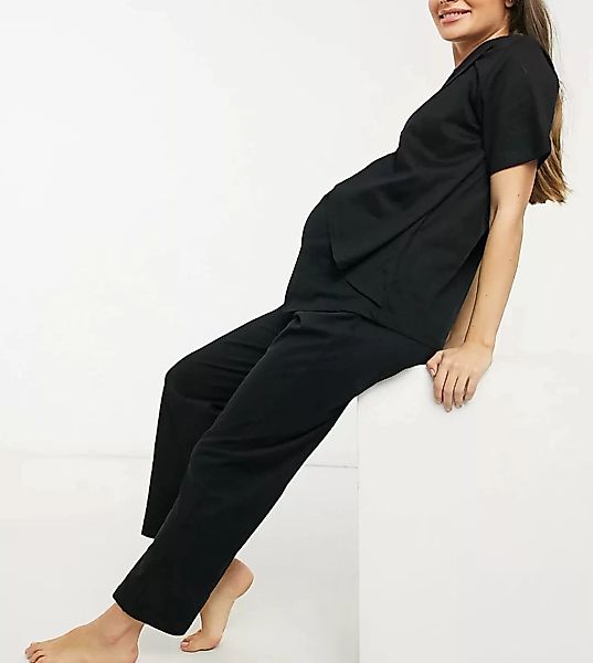 ASOS DESIGN Maternity – Mix & Match – Pyjamahose aus Jersey mit geradem Bei günstig online kaufen