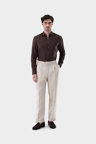 Leinenhemd mit Button-Down Kragen Tailor Fit günstig online kaufen