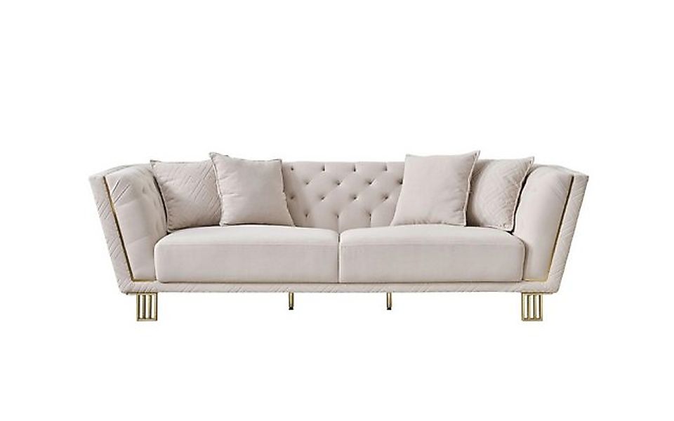 Xlmoebel 3-Sitzer Weißes Chesterfield Sofa für 3 Personen im modernen Wohnz günstig online kaufen