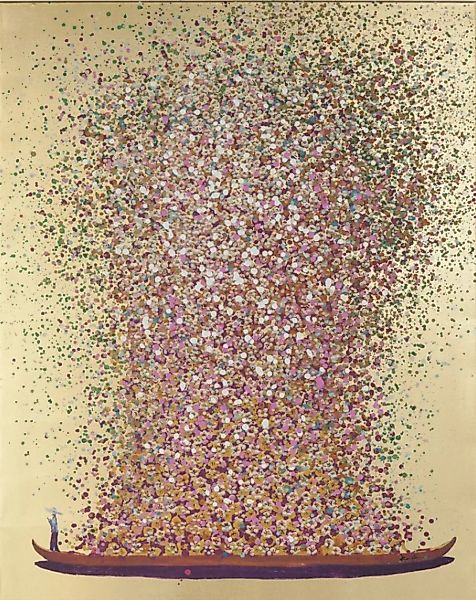 Touched Flower Boat - Bild Gold Pink 160x120 cm günstig online kaufen