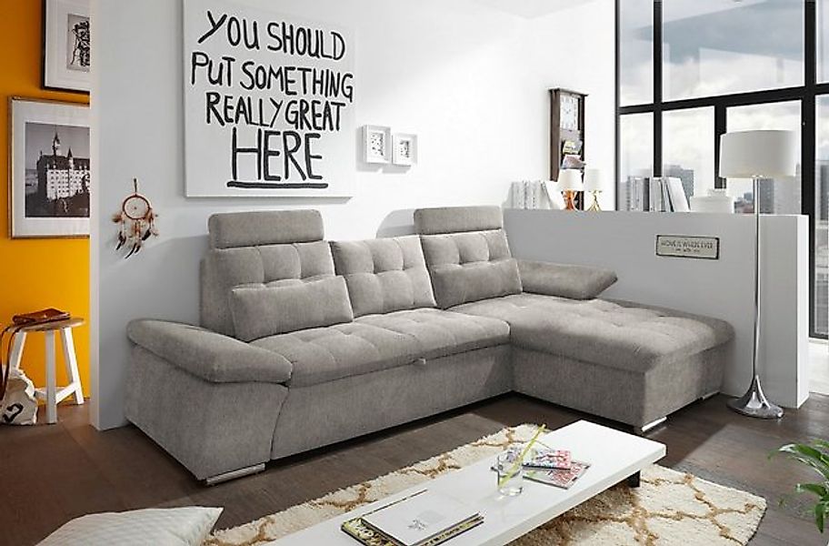 ED EXCITING DESIGN Ecksofa Jakarta, mit Schlaffunktion, Kopfstützen, Armleh günstig online kaufen