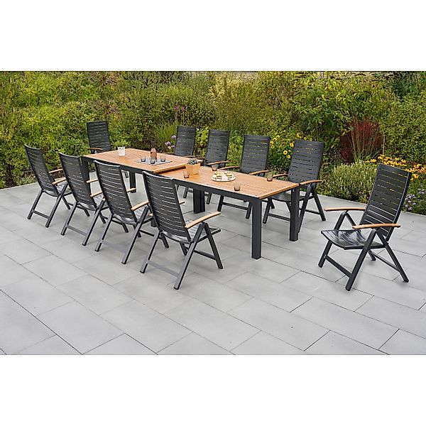 Merxx Astros Set 11-tlg. Flex-Gartentisch Ausziehbar 180/300 x 100 cm günstig online kaufen
