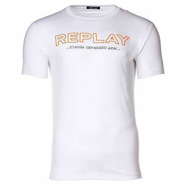 REPLAY Herren T-Shirt - 1/2-Arm, Rundhals, Logo-Print, Baumwolle, Jersey We günstig online kaufen