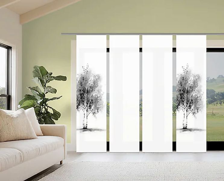 HOME WOHNIDEEN Schiebegardine »TREE« Paneelwagen 4 Stk. tlg. Schiebewand Se günstig online kaufen