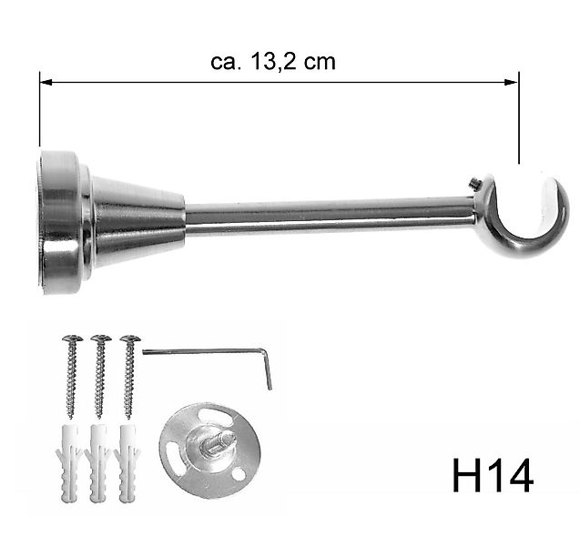 BASIT Gardinenstange Rohr Edelstahloptik 16 mm mit Wandträgern 120 cm E28, günstig online kaufen
