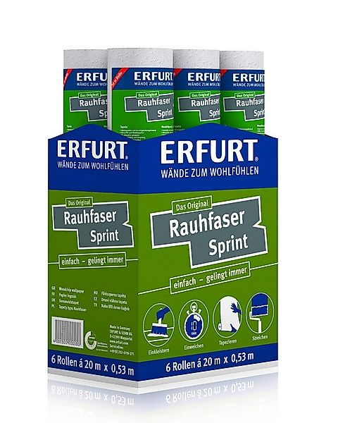 ERFURT Papiertapete Rauhfaser SPRINT, 20 m x 0,53 m - 6 Rollen günstig online kaufen