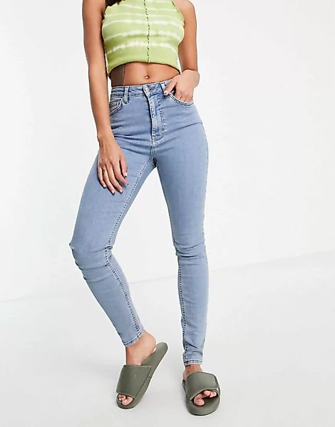 NA-KD x Sanne de Kramer – Eng geschnittene Jeans in Hellblau günstig online kaufen
