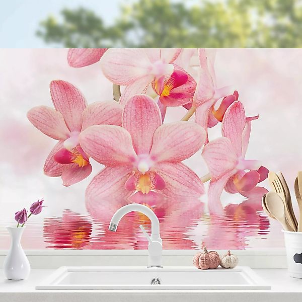 Fensterfolie Rosa Orchideen auf Wasser günstig online kaufen