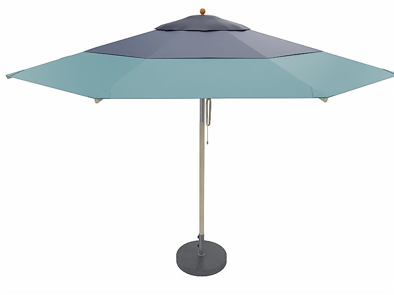 Schirm Klassiker Breeze Ø350 cm Marine/Taubenblau/Wasserblau mit Flaschenzu günstig online kaufen