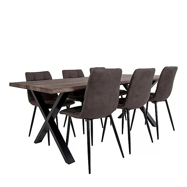 Esszimmer Sitzgruppe im Loft Design 200 cm Tisch (siebenteilig) günstig online kaufen