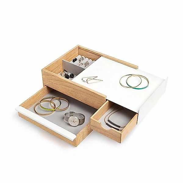 Umbra Schmuckkasten Umbra Stowit Aufbewahrungsbox Weiss/Natur günstig online kaufen