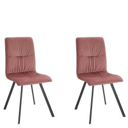 Samt Esstisch Stühle in Altrosa und Schwarz Gestell aus Metall (2er Set) günstig online kaufen