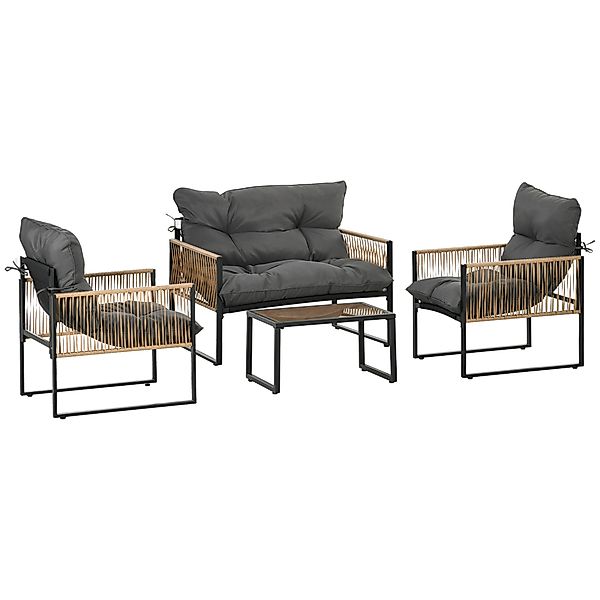 Outsunny Sitzgruppe 4 tlg. Rattan Gartenmöbel-Set günstig online kaufen