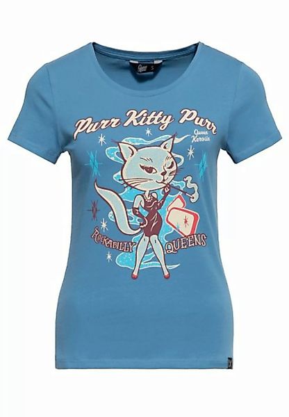 QueenKerosin Print-Shirt Purr Kitty Purr (1-tlg) mit Rockabilly-Artwork günstig online kaufen