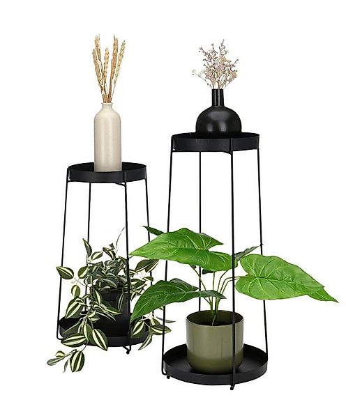 Spetebo Pflanzentreppe Blumentopf Ständer aus Metall in schwarz 2er Set (Se günstig online kaufen