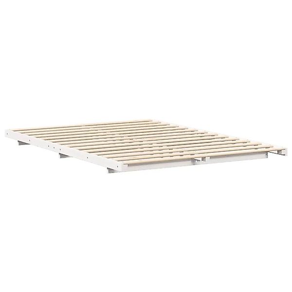 vidaXL Bodenbettgestell Weiß 160 x 200 cm Massivholz Kiefer 873065 günstig online kaufen