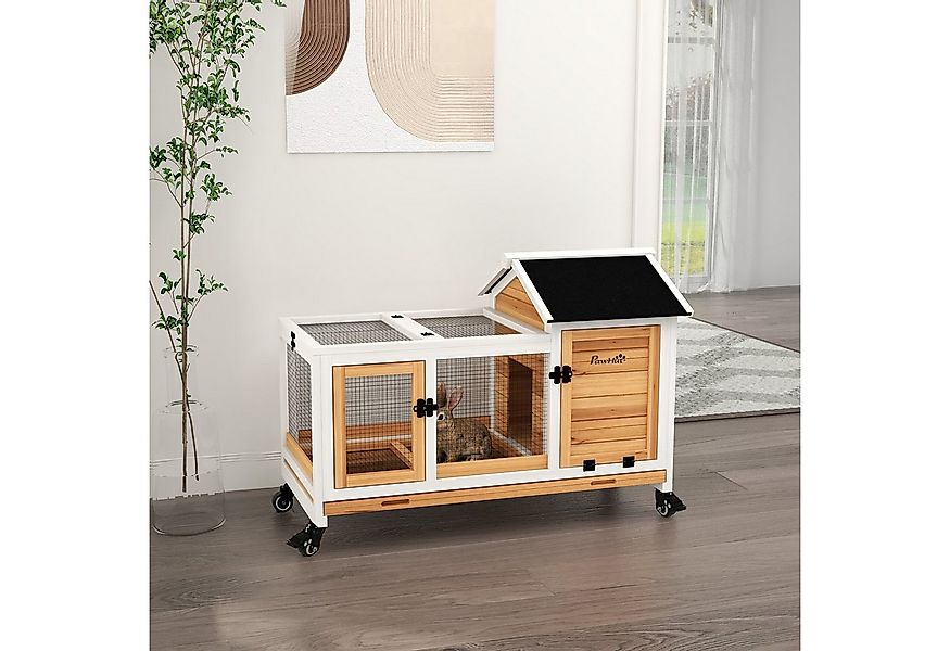 PawHut Kleintierstall Zwergkaninchenstall aus Holz mit Freilaufgehege, Räde günstig online kaufen