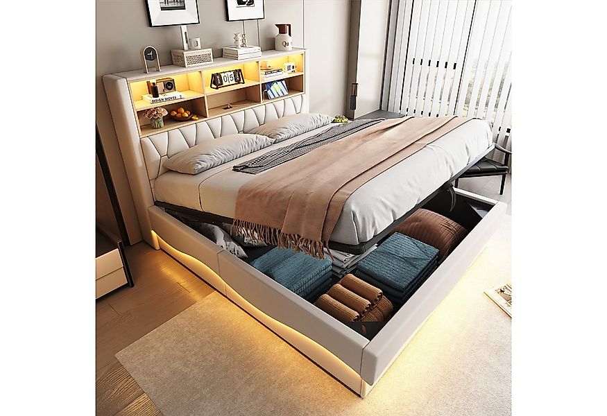 Merax Polsterbett (Doppelbett Jugendbett mit Metall-Lattenrost, 1-tlg), Hyd günstig online kaufen