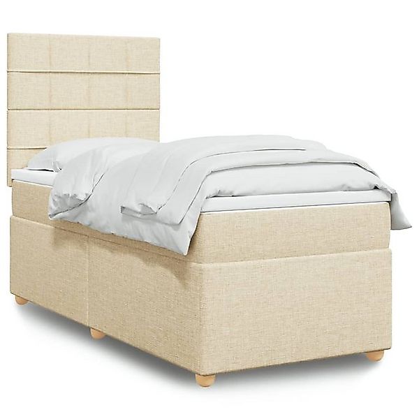 vidaXL Boxspringbett, Boxspringbett mit Matratze Creme 90x190 cm Stoff günstig online kaufen