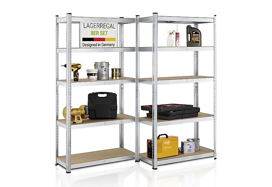 Juskys Schwerlastregal Basic, 8-tlg., Regalsystem mit 40 Einlegeböden, je 1 günstig online kaufen