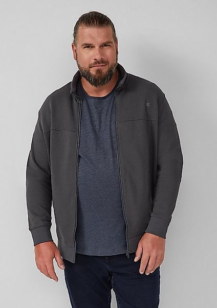 s.Oliver Sweatjacke Sweatshirt Jacke Sweatjacke mit Stehkragen und Label-Pr günstig online kaufen