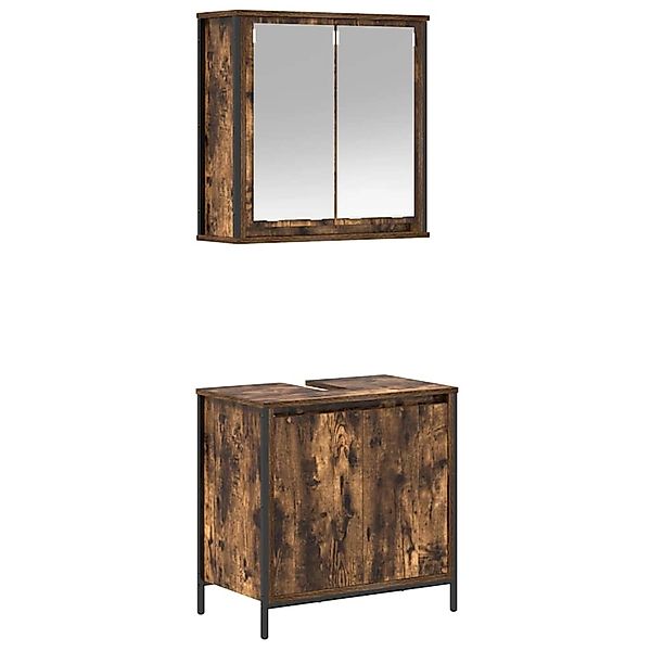 vidaXL 2-Tlg Badmöbel-Set Räuchereiche Holzwerkstoff 3328391 günstig online kaufen