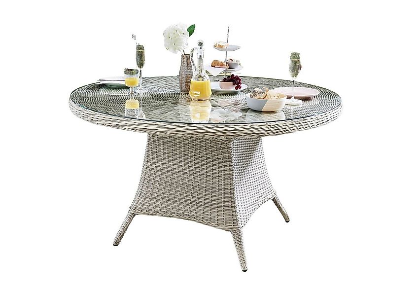 Destiny Gartentisch LUNA, Polyrattan, Ø 120x75 cm, mit aufgelegter Glasplat günstig online kaufen